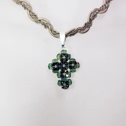 Pendant 45cm - Rusalka-Khaki Braid - Pendant 45cm - Laiton argenté